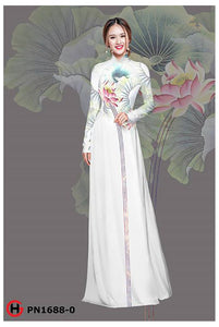 1 Set - Ao Dai - Traditional Vietnamese Long Dress Collections with Pants - Silk 3D - All Size - Hoa Cuc