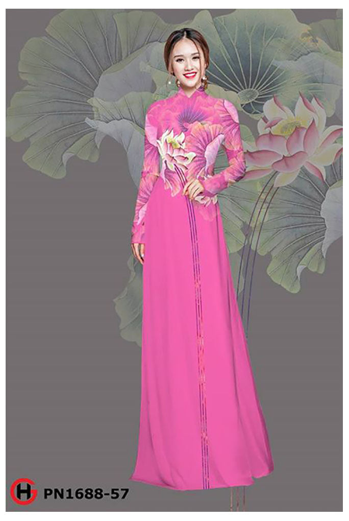 1 Set - Ao Dai - Traditional Vietnamese Long Dress Collections with Pants - Silk 3D - All Size - Hoa Cuc