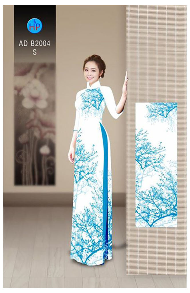 1 Set - Ao Dai - Traditional Vietnamese Long Dress Collections with Pants - Silk 3D - All Size - Hoa Cuc