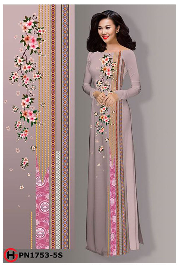 1 Set - Ao Dai - Traditional Vietnamese Long Dress Collections with Pants - Silk 3D - All Size - Hoa Cuc