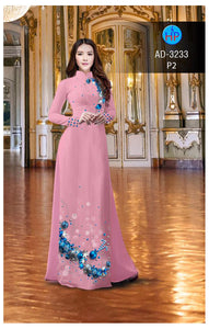 1 Set - Ao Dai - Traditional Vietnamese Long Dress Collections with Pants - Silk 3D - All Size - Hoa Cuc