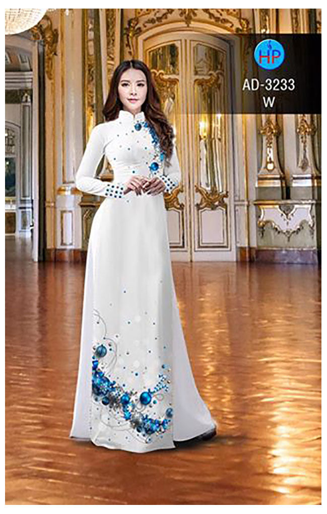 1 Set - Ao Dai - Traditional Vietnamese Long Dress Collections with Pants - Silk 3D - All Size - Hoa Cuc