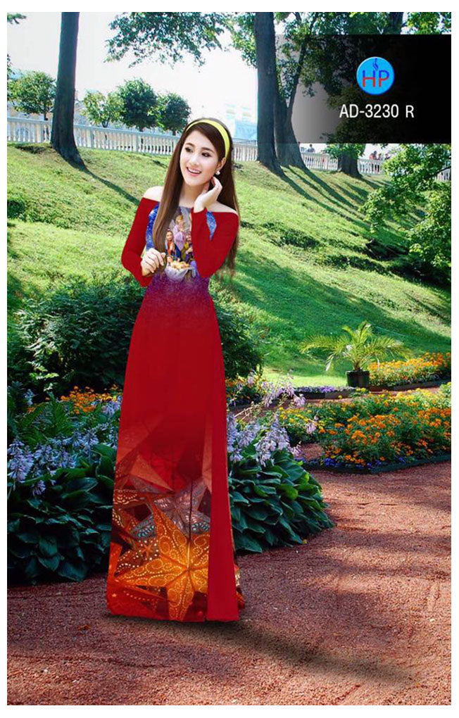 1 Set - Ao Dai - Traditional Vietnamese Long Dress Collections with Pants - Silk 3D - All Size - Hoa Cuc