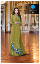 Load image into Gallery viewer, 1 Set - Ao Dai - Traditional Vietnamese Long Dress Collections with Pants - Silk 3D - All Size - Hoa Cuc
