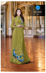1 Set - Ao Dai - Traditional Vietnamese Long Dress Collections with Pants - Silk 3D - All Size - Hoa Cuc