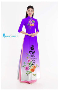 1 Set - Ao Dai - Traditional Vietnamese Long Dress Collections with Pants - Silk 3D - All Size - Hoa Cuc