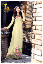 Load image into Gallery viewer, 1 Set - Ao Dai - Traditional Vietnamese Long Dress Collections with Pants - Silk 3D - All Size - Hoa Cuc
