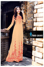 Load image into Gallery viewer, 1 Set - Ao Dai - Traditional Vietnamese Long Dress Collections with Pants - Silk 3D - All Size - Hoa Cuc
