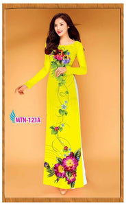 1 Set - Ao Dai - Traditional Vietnamese Long Dress Collections with Pants - Silk 3D - All Size - Hoa Cuc