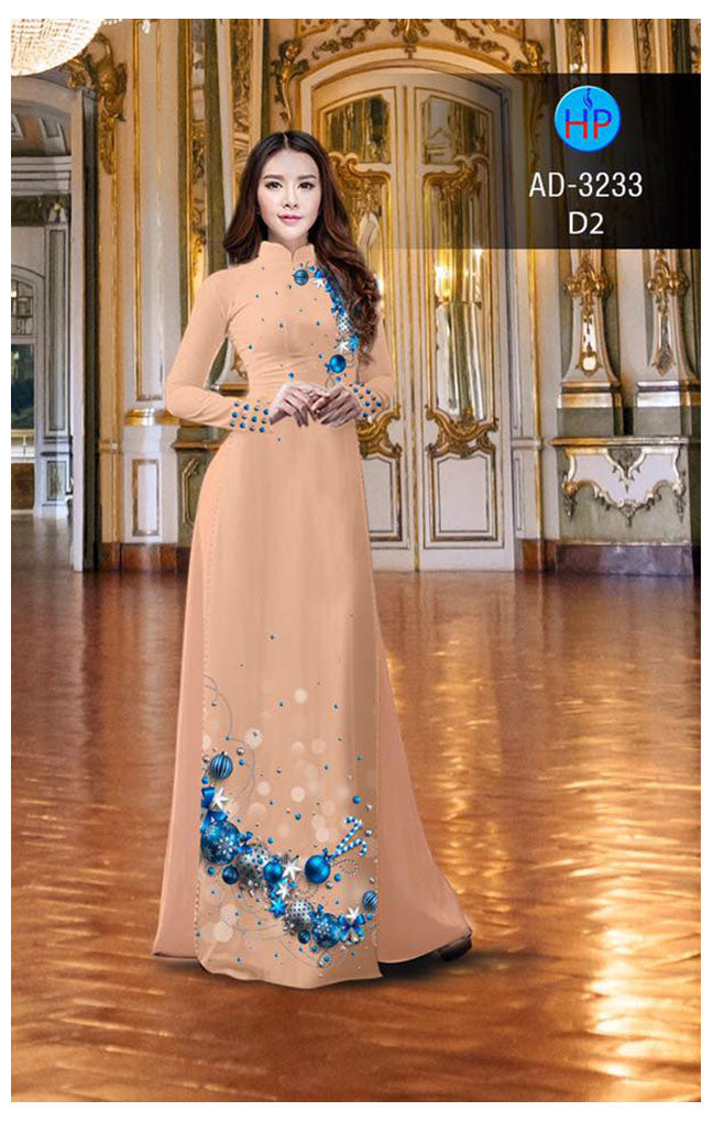 1 Set - Ao Dai - Traditional Vietnamese Long Dress Collections with Pants - Silk 3D - All Size - Hoa Cuc
