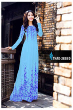 Load image into Gallery viewer, 1 Set - Ao Dai - Traditional Vietnamese Long Dress Collections with Pants - Silk 3D - All Size - Hoa Cuc

