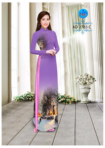 1 Set - Ao Dai - Traditional Vietnamese Long Dress Collections with Pants - Silk 3D - All Size - Hoa Cuc