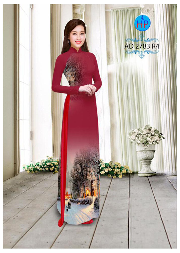 1 Set - Ao Dai - Traditional Vietnamese Long Dress Collections with Pants - Silk 3D - All Size - Hoa Cuc