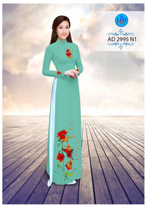 1 Set - Ao Dai - Traditional Vietnamese Long Dress Collections with Pants - Silk 3D - All Size - Hoa Cuc