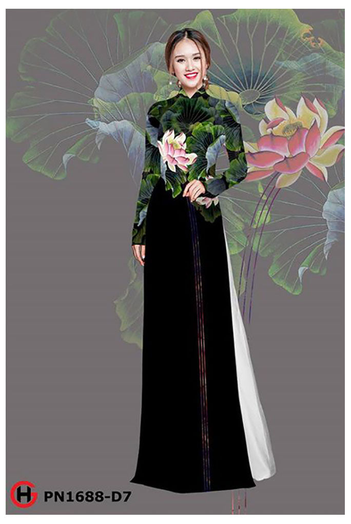 1 Set - Ao Dai - Traditional Vietnamese Long Dress Collections with Pants - Silk 3D - All Size - Hoa Cuc