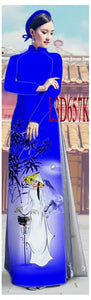 1 Set - Ao Dai - Traditional Vietnamese Long Dress Collections with Pants - Silk 3D - All Size - Hoa Cuc