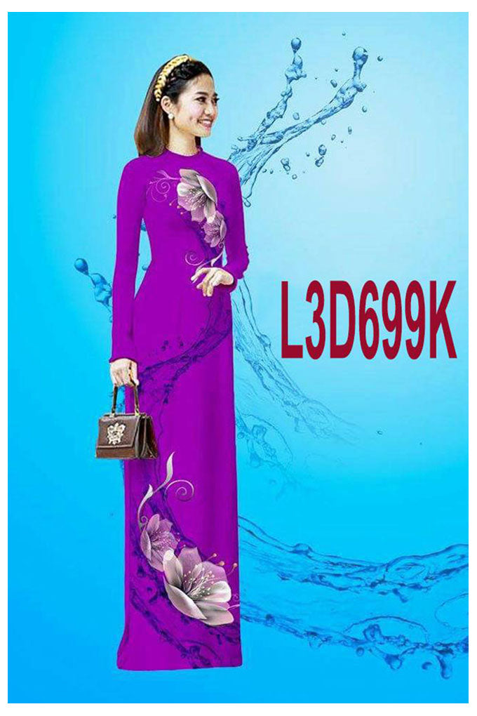 1 Set - Ao Dai - Traditional Vietnamese Long Dress Collections with Pants - Silk 3D - All Size - Hoa Cuc