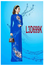 Load image into Gallery viewer, 1 Set - Ao Dai - Traditional Vietnamese Long Dress Collections with Pants - Silk 3D - All Size - Hoa Cuc
