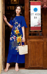 01 Set - Ao Dai - Traditional Vietnamese Long Dress Collections with Pants - Silk 3D - All Size
