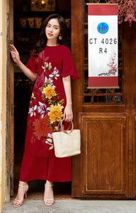 01 Set - Ao Dai - Traditional Vietnamese Long Dress Collections with Pants - Silk 3D - All Size