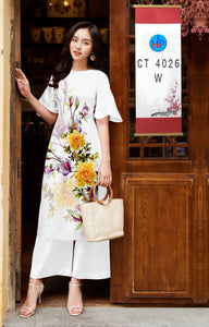 01 Set - Ao Dai - Traditional Vietnamese Long Dress Collections with Pants - Silk 3D - All Size