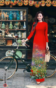 Copy of 01 Set - Ao Dai - Traditional Vietnamese Long Dress Collections with Pants - Silk 3D - All Size