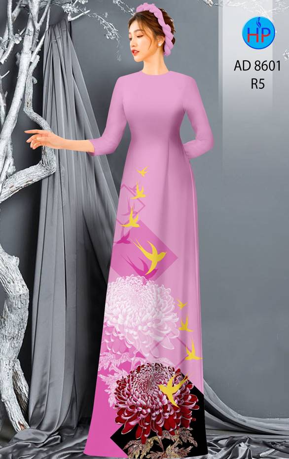 01 Set - Ao Dai - Traditional Vietnamese Long Dress Collections with Pants - Silk 3D - All Size