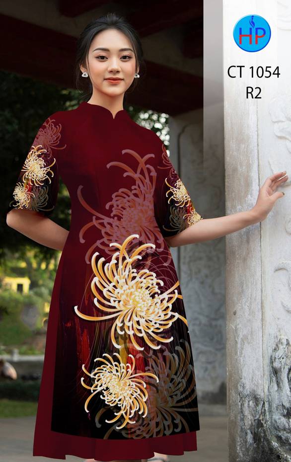 1 Set - Ao Dai - Traditional Vietnamese Long Dress Collections with Pants - Silk 3D - All Size - Hoa Cuc