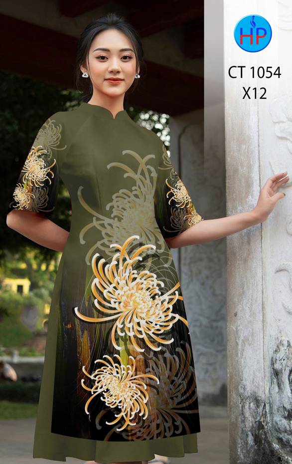 1 Set - Ao Dai - Traditional Vietnamese Long Dress Collections with Pants - Silk 3D - All Size - Hoa Cuc