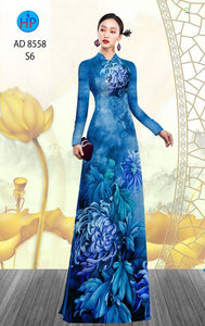 1 Set - Ao Dai - Traditional Vietnamese Long Dress Collections with Pants - Silk 3D - All Size - Hoa Cuc