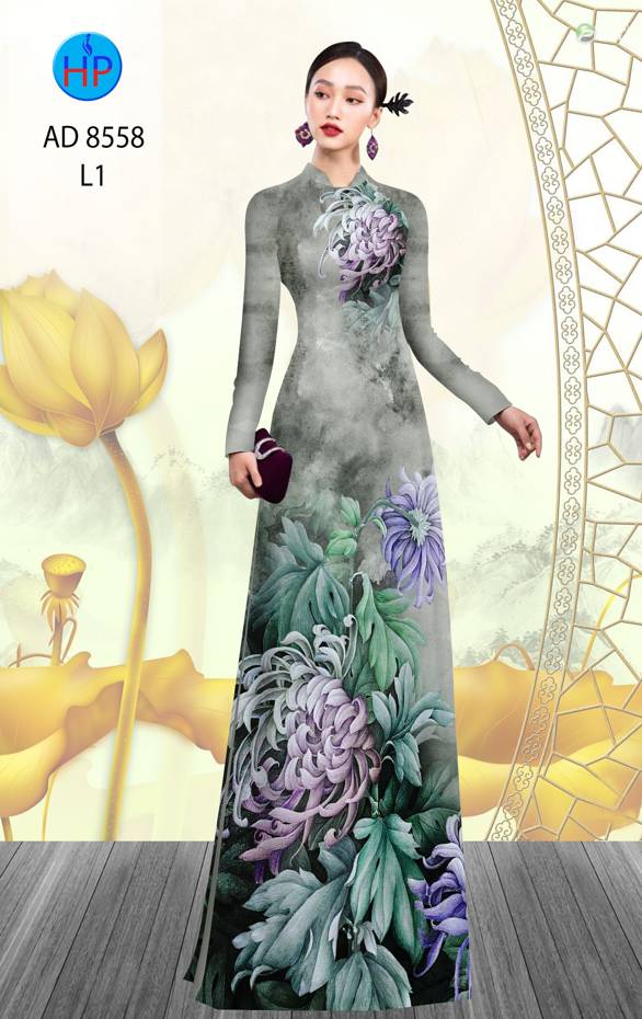 1 Set - Ao Dai - Traditional Vietnamese Long Dress Collections with Pants - Silk 3D - All Size - Hoa Cuc