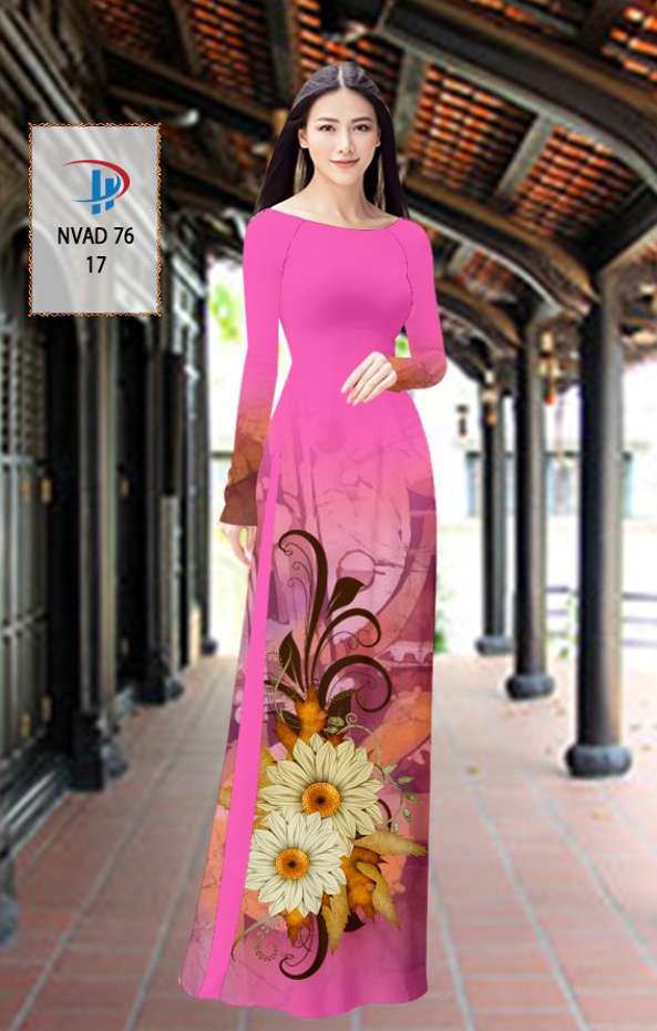 1 Set - Ao Dai - Traditional Vietnamese Long Dress Collections with Pants - Silk 3D - All Size - Hoa Cuc