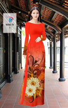 Load image into Gallery viewer, 1 Set - Ao Dai - Traditional Vietnamese Long Dress Collections with Pants - Silk 3D - All Size - Hoa Cuc
