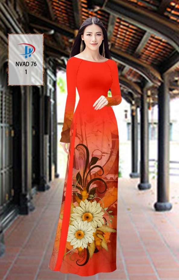 1 Set - Ao Dai - Traditional Vietnamese Long Dress Collections with Pants - Silk 3D - All Size - Hoa Cuc