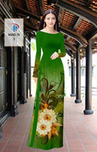 Load image into Gallery viewer, 1 Set - Ao Dai - Traditional Vietnamese Long Dress Collections with Pants - Silk 3D - All Size - Hoa Cuc

