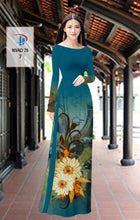 Load image into Gallery viewer, 1 Set - Ao Dai - Traditional Vietnamese Long Dress Collections with Pants - Silk 3D - All Size - Hoa Cuc
