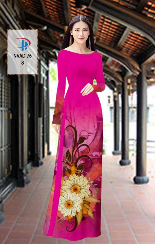 1 Set - Ao Dai - Traditional Vietnamese Long Dress Collections with Pants - Silk 3D - All Size - Hoa Cuc