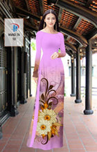 Load image into Gallery viewer, 1 Set - Ao Dai - Traditional Vietnamese Long Dress Collections with Pants - Silk 3D - All Size - Hoa Cuc
