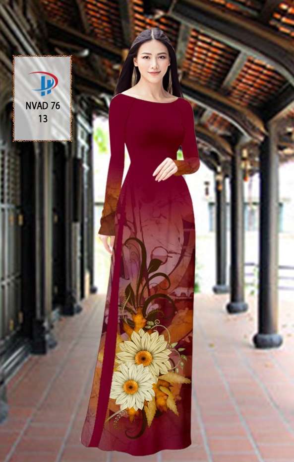 1 Set - Ao Dai - Traditional Vietnamese Long Dress Collections with Pants - Silk 3D - All Size - Hoa Cuc