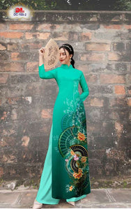 1 Set - Ao Dai - Traditional Vietnamese Long Dress Collections with Pants - Silk 3D - All Size - Hoa Cuc
