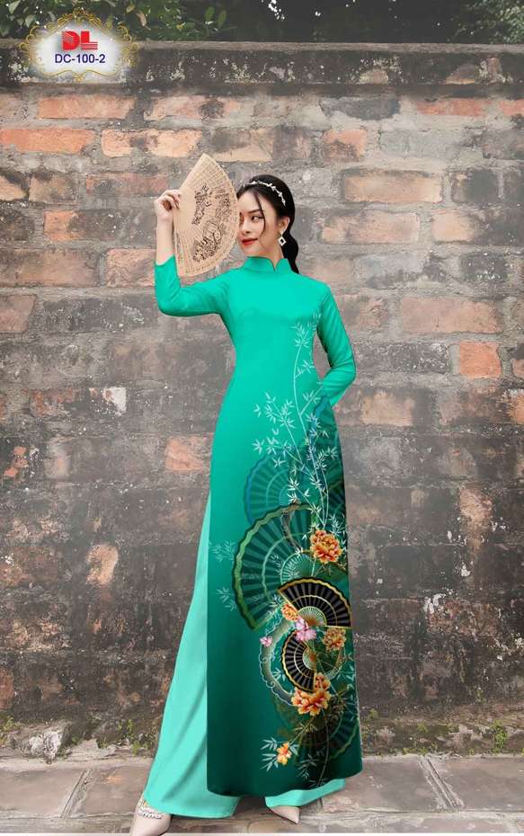 1 Set - Ao Dai - Traditional Vietnamese Long Dress Collections with Pants - Silk 3D - All Size - Hoa Cuc