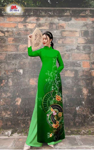 Copy of 1 Set - Ao Dai - Traditional Vietnamese Long Dress Collections with Pants - Silk 3D - All Size - Hoa Cuc
