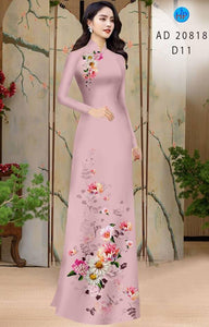 1 Set - Ao Dai - Traditional Vietnamese Long Dress Collections with Pants - Silk 3D - All Size - Hoa Cuc