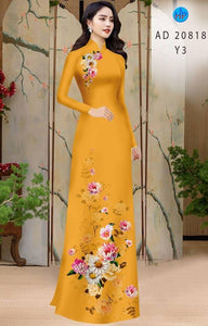 1 Set - Ao Dai - Traditional Vietnamese Long Dress Collections with Pants - Silk 3D - All Size - Hoa Cuc