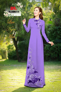 1 Set - Ao Dai - Traditional Vietnamese Long Dress Collections with Pants - Silk 3D - All Size - Hoa Cuc