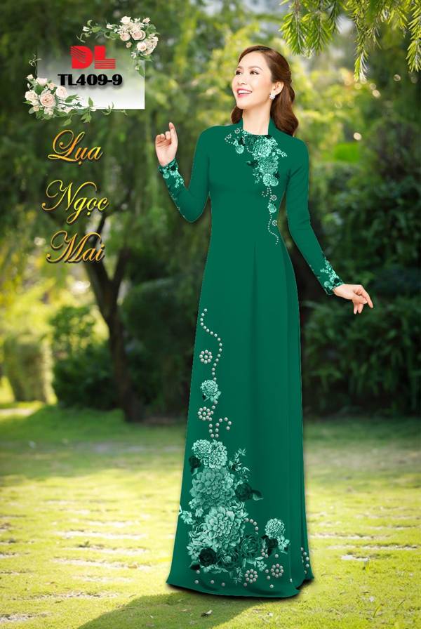 1 Set - Ao Dai - Traditional Vietnamese Long Dress Collections with Pants - Silk 3D - All Size - Hoa Cuc