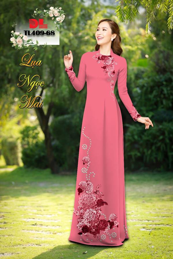 1 Set - Ao Dai - Traditional Vietnamese Long Dress Collections with Pants - Silk 3D - All Size - Hoa Cuc