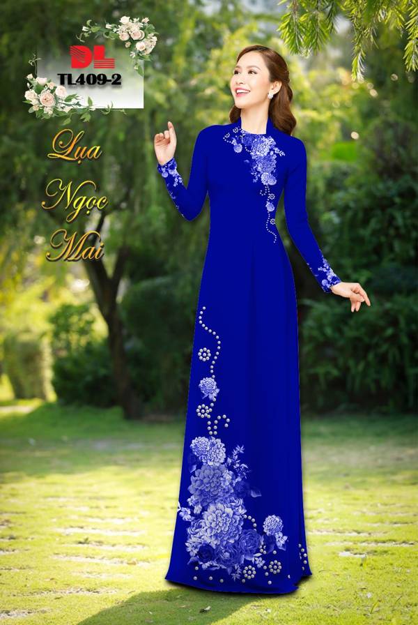 1 Set - Ao Dai - Traditional Vietnamese Long Dress Collections with Pants - Silk 3D - All Size - Hoa Cuc