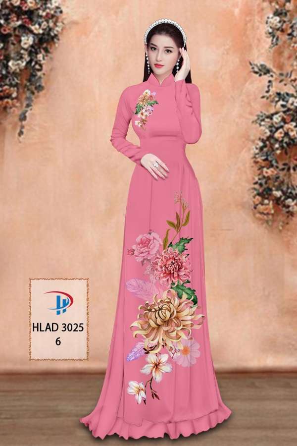 1 Set - Ao Dai - Traditional Vietnamese Long Dress Collections with Pants - Silk 3D - All Size - Hoa Cuc