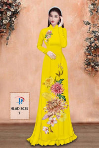 1 Set - Ao Dai - Traditional Vietnamese Long Dress Collections with Pants - Silk 3D - All Size - Hoa Cuc